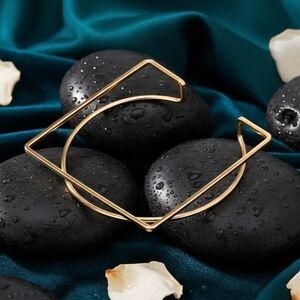 Statement Geometric Square Cuff Bracelet 14K Gold Plated Modern Minimalist